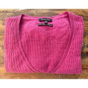 A4 Massimo Dutti Pink‎ Silk Cotton Cashmere Blend V-Neck Long Sleeve Sweater